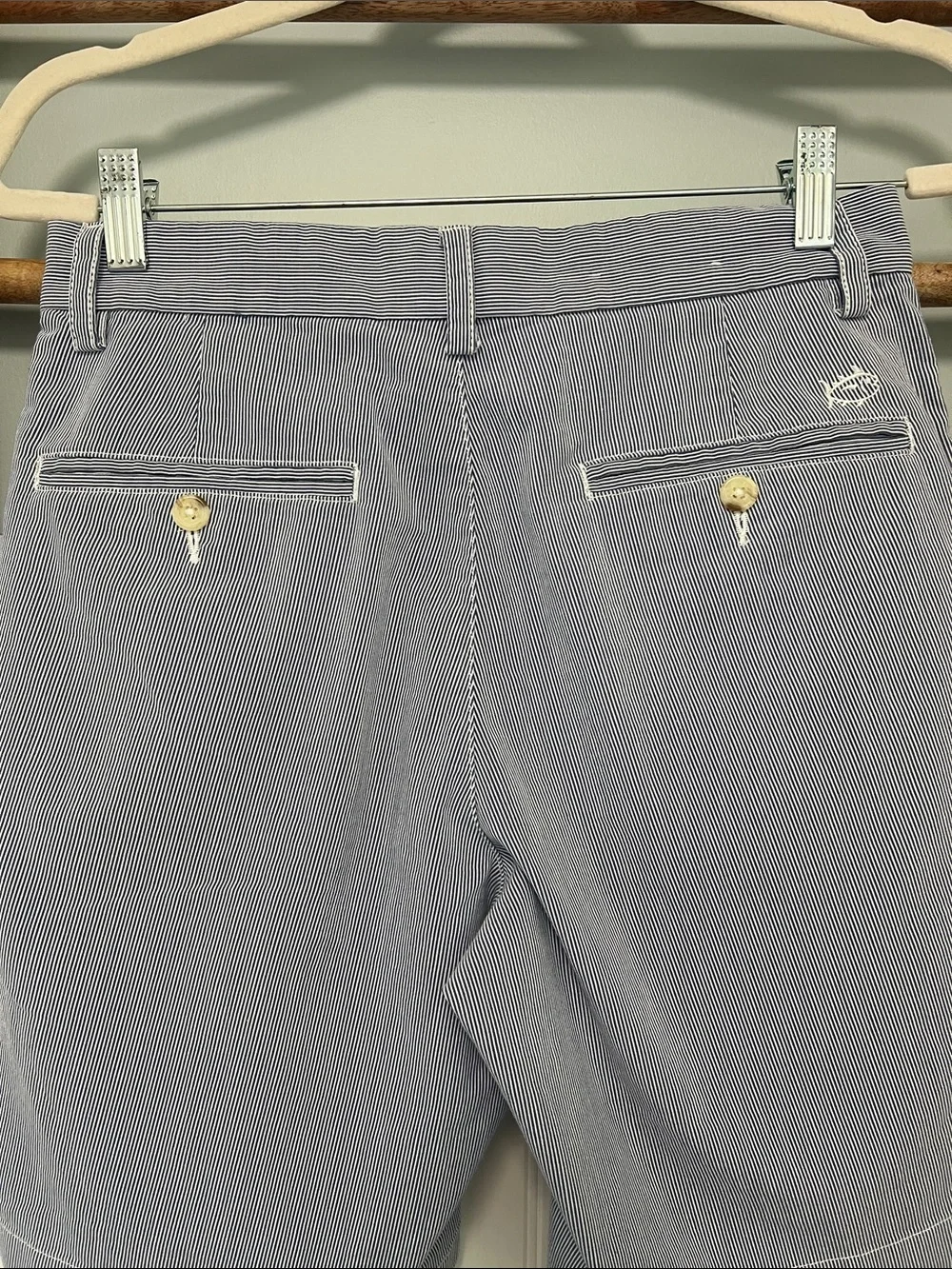 Men’s southern tide shorts, size 28 blue and white stripe pinstripe
